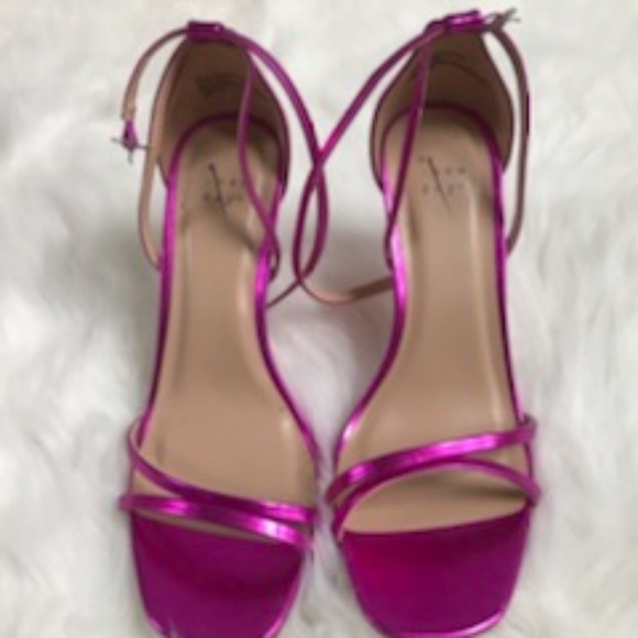 magenta strappy heels